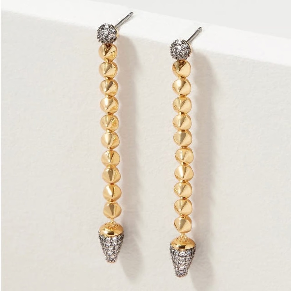 NWT Stella & Dot Renegade Convertible Linear Earrings Hoop or Dangle Gold Black